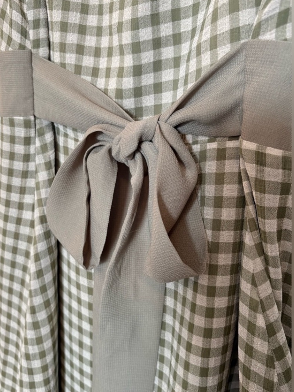 Mac & Jac Green Gingham Cottagecore Dress with Ribbon Tie Waist - Picture 7 of 13